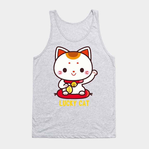 Maneki Neko Lucky Cat Good Luck Charm Cute Kawaii Tank Top by interDesign